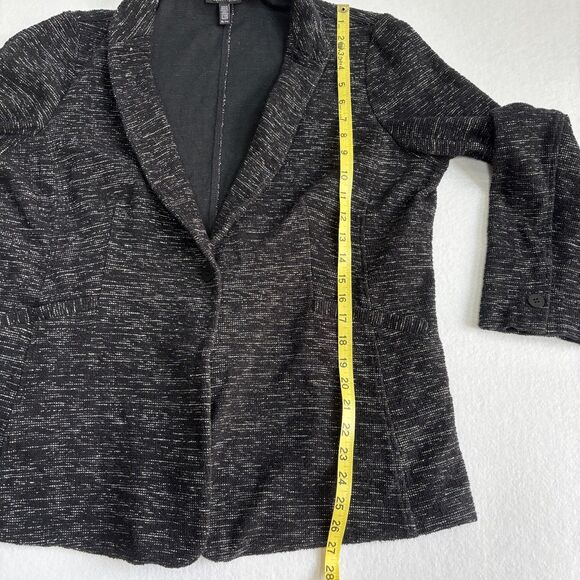 Eileen Fisher Organic Cotton Knit Blazer Jacket Women's XL Black Tweedy Comfort - Picture 5 of 7